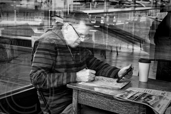 Man in Coffee Shop-Window Reflection-Billings MT-3-19-2022