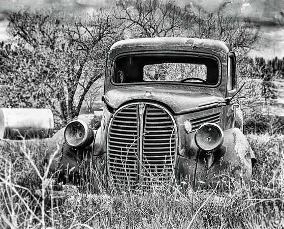 Front View-Abandoned Ford Pickup-Montana-5-18-2014-bw