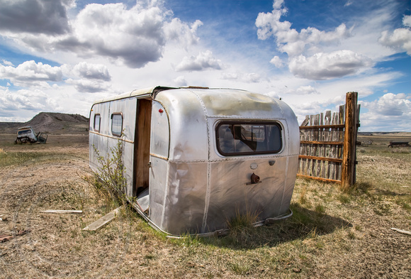 Abandoned travel trailer Hwy 500 MT