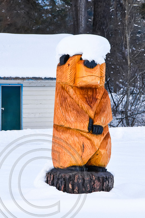 Carved Bear with snow hat
