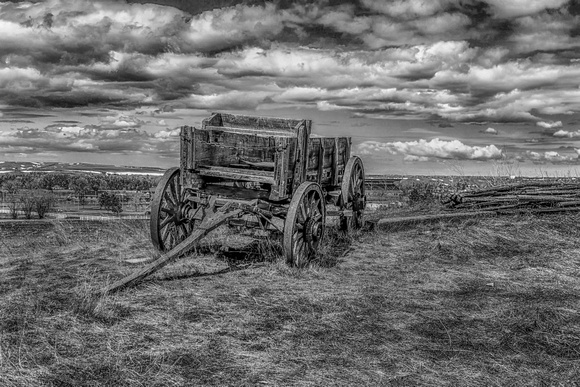 Old wagon on a hill