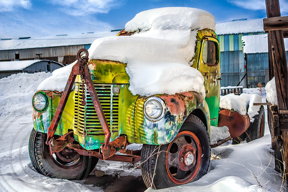 International Truck covered in snow-Billings MT-2-10-2018