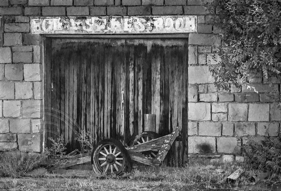 Weathered Door and old cart
