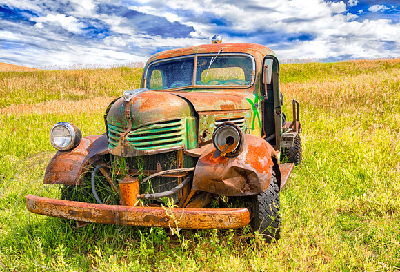 Vintage Dodge in a field