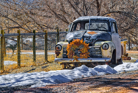 Old Pickup with Wreath-
