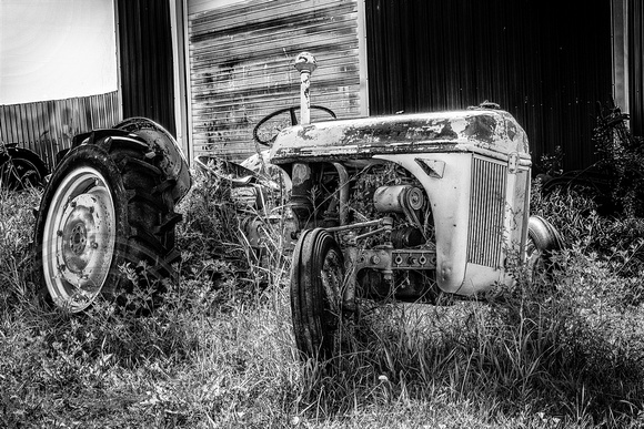 Vintage tractor B&W-